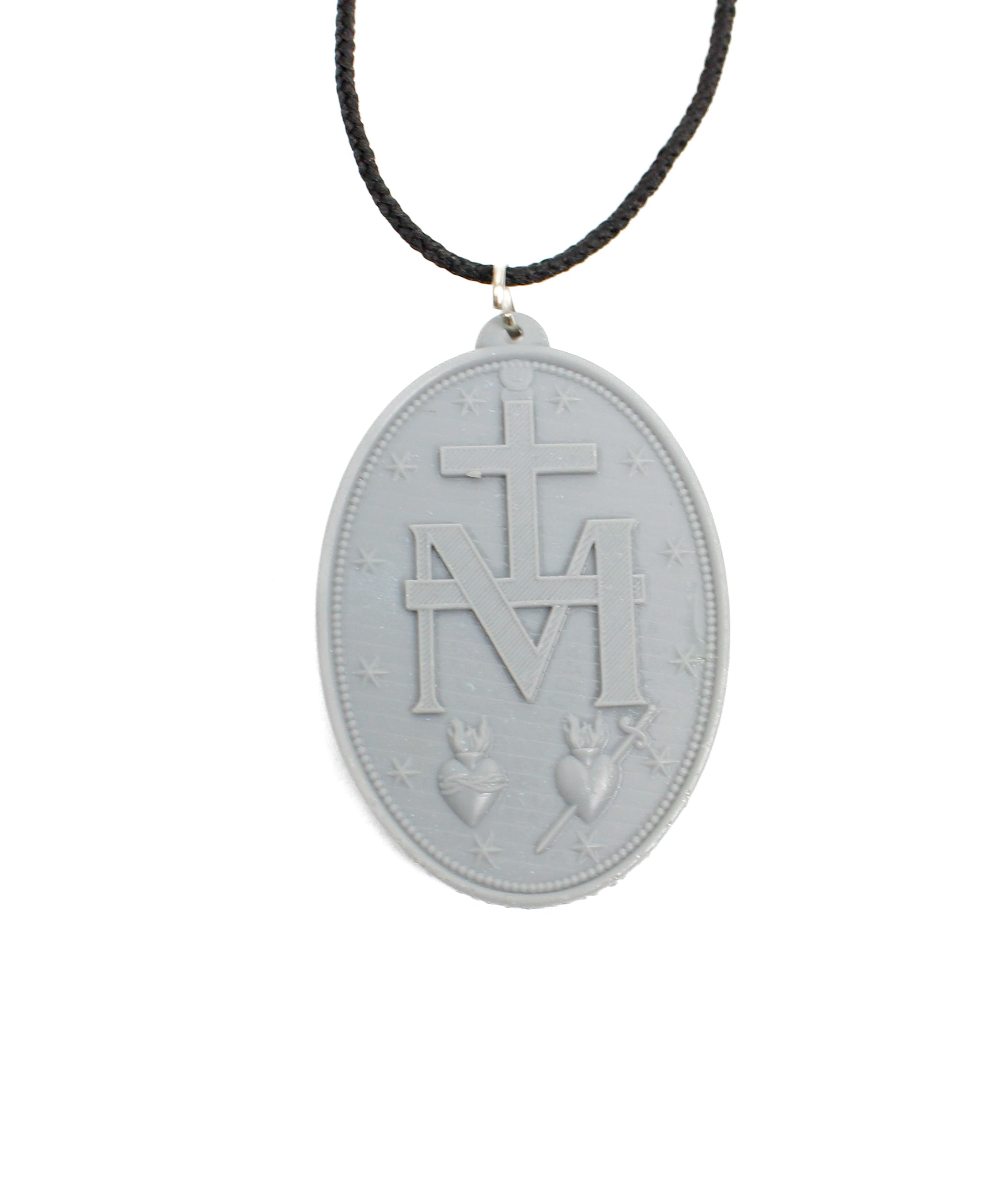 A correta  Medalha Milagrosa de Nossa Senhora das Graças de resina 3D dourada